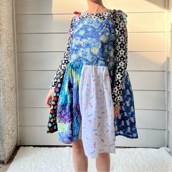 Arcade Dress | Vincent van Gogh Starry Night | Handmade Quilted Dress SKU 05115 - Picture 10 of 16